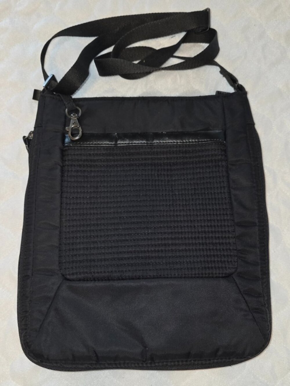 Lewis N Clark WEA Tablet Crossbody Bag Quilted Panel Expandable Unisex Black